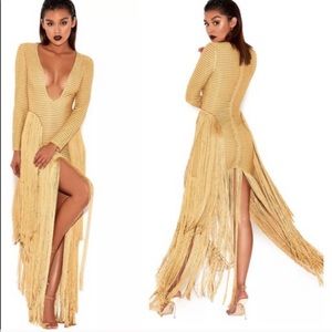 HOUSE OF CB 'DAKOTA' GOLD FRINGE DRESS